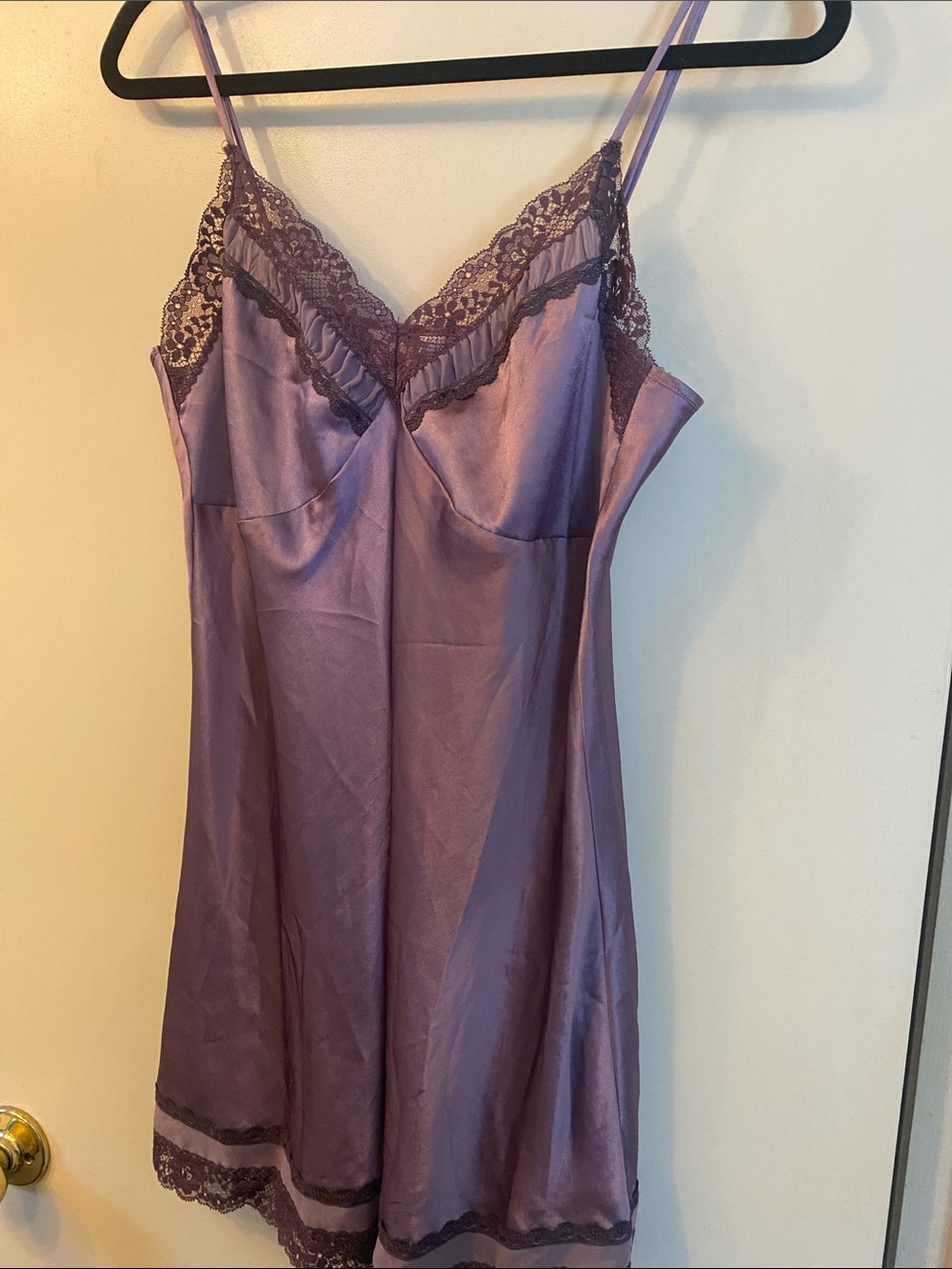 Victoria's Secret Lavender Satin Lace-Trim Chemise